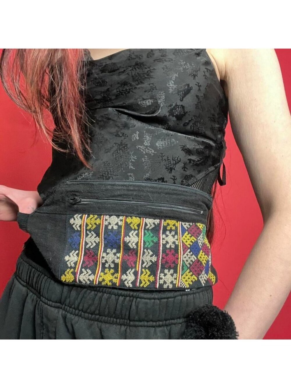 muted rainbow snowflake patterned fanny pack waist bag